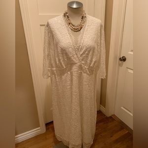 Kiyonna white lace midi dress 3/4 sleeves size 5x
